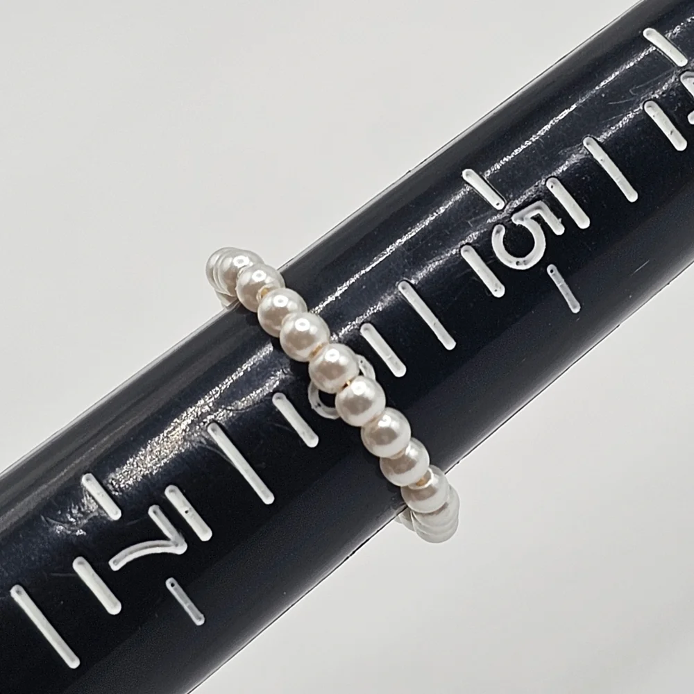 Adjustable Faux Pearl Wire Ring (Size 6)